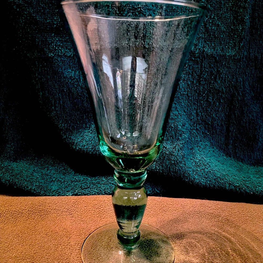 Hand Blown Light Green Goblet